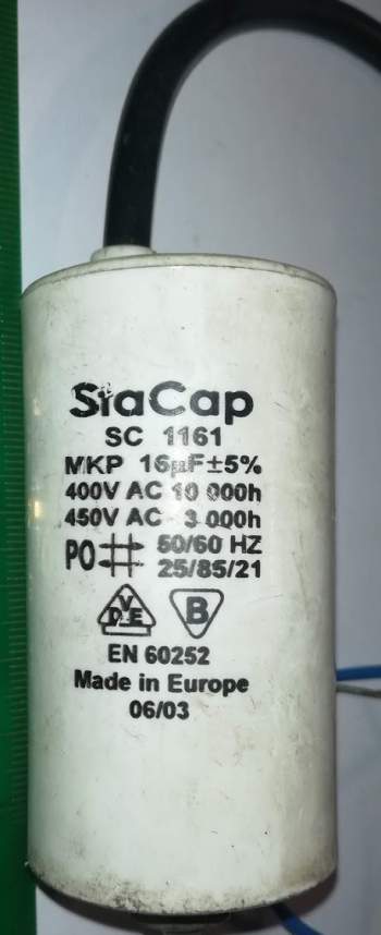 odrušovací C SC 1161 - MKP 16uF 400Vac 50/60Hz pájený