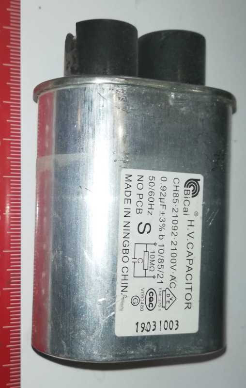 H.V.CAPACITOR CH85-21092-2100V-AC 0,98uF, netestován, z demontáže