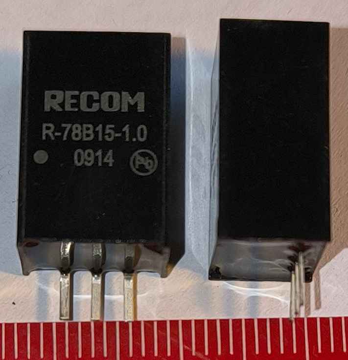 R-78B15-1.0 - RECOM - DC/DC Converter, ITE, 1 Output, 15 W, 15 V, 1 A, R-78Bxx-1.0 Series