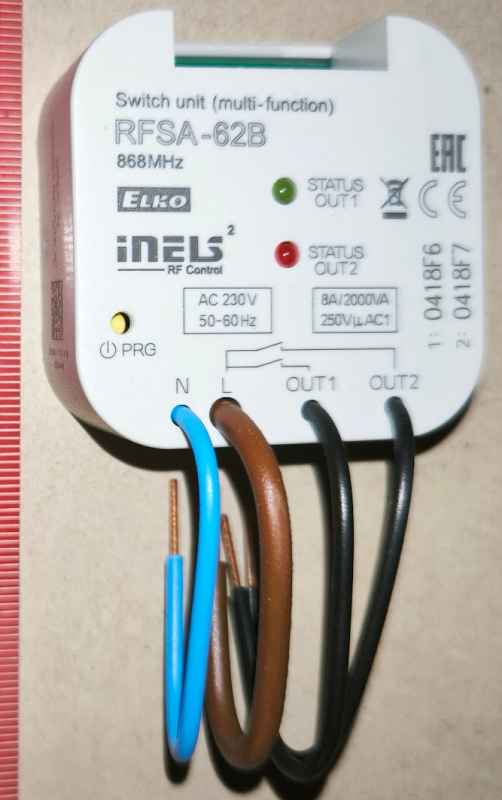 RF spínací aktor RFSA-62B/230V 2-kanál, 6 funkcí, 2 x spínací 8A - ELKO EP