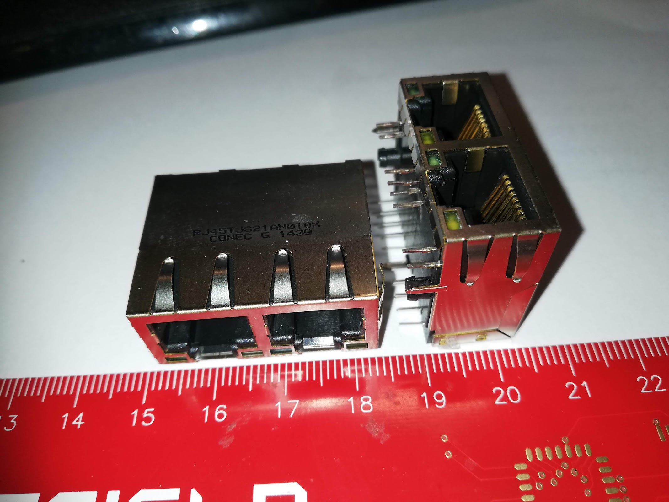 RJ45TJS21AN010X - RJ45 Magnetic Modular Jack; 2-Ports;