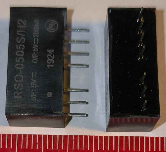 RSO-0505S/H2 - RECOM - Izol. DC/DC Měnič pro Montáž Skrz Desku, ITE & Lékařské, SIP, 2:1, 1 W, 1 Výstup, 5 V