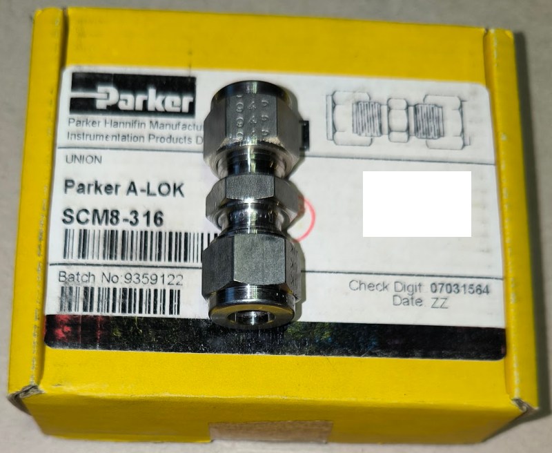 SCM8-316 - Parker Tube Fitting, Union - A-LOK Series   .. cena na dotaz / price on request