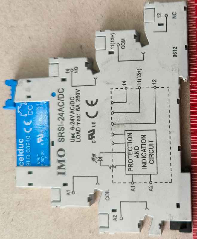 IMO SRSI-24AC/DC Relay Socket 6A 250VAC 6-24VDC + relé celduc SLD03210