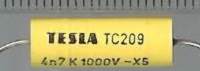 není skladem - TC209  - 4n7/1000V  .. balení 20ks za 100Kč