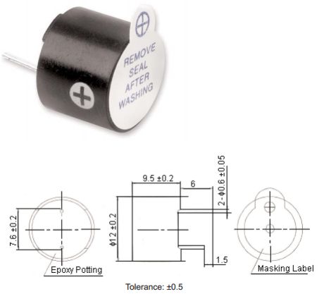 TDB05PN  piezoměnič 6V .. balení 5ks za 50Kč