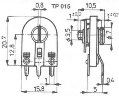 TP015 - 1k/N  - odporový trimr keramický .. balení 25ks za 50Kč