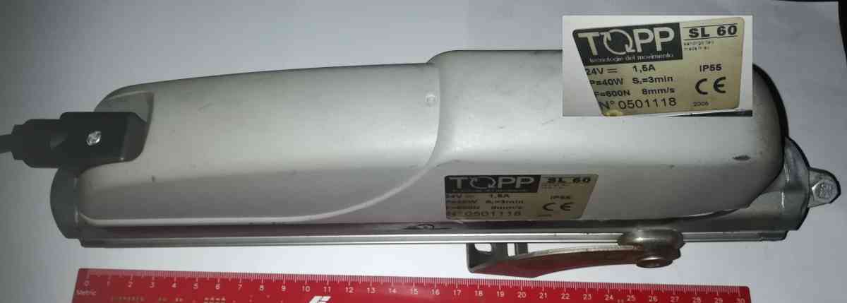 SL60 - Elektrický lineární šroubový okenní pohon se zdvihem 180 mm, 24Vss, z demontáže .. použitý / used