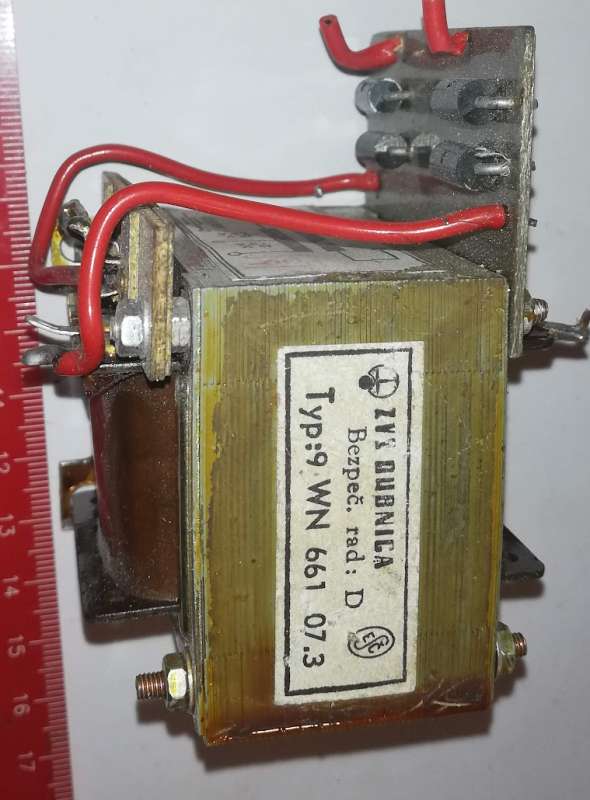 není skladem - trafo - WN66107.3 ZVS 220V/ 2 x 12V1,2A pájený, z demontáže
