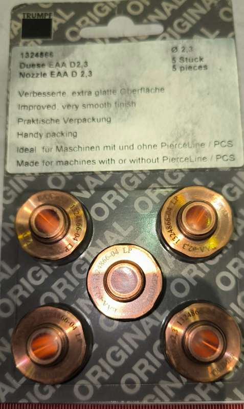 Genuine Trumpf Laser Nozzle 2.3 mm REF. 1324866 Fiber laser  .. balení 5ks za 495Kč