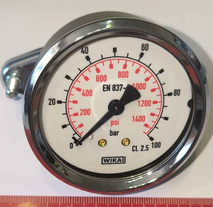 WIKA EN837-1 - CL2.5 - 100bar, nový, s držákem, průměr 60/65mm, zadní vývod