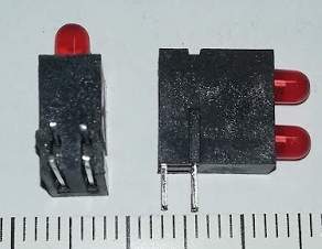 WU-B-D-3102-3200-1 - Optoelectronics LED Mounts with 2 x 3 mm LED, red / red, stackable .. balení 10ks za 50Kč
