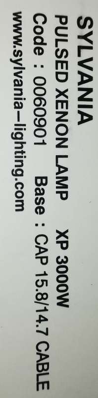 SYLVANIA pulsed xenon lamp XP 3000W  .. cena na dotaz / price on request