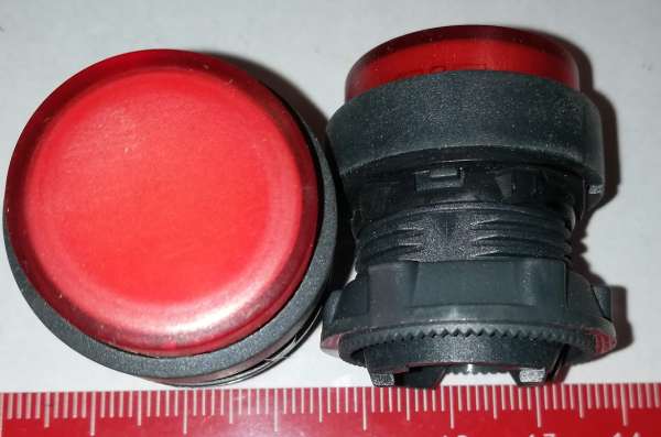 ZB5AW143 - červená ovl. hlavice stiskací prosvět.  Ø22 s návratem pro BA9s