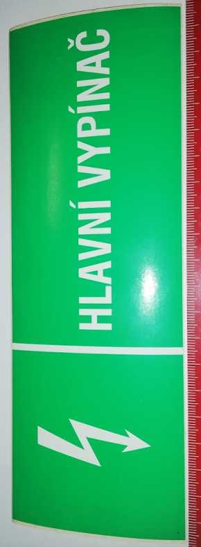 ZNACKA-002 - samolepka 205x73mm - Hlaví vypínač  ..  balení 10ks za 90Kč