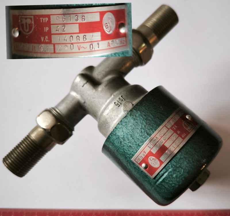 Elektromagnetický ventil ZPA 96136 ČSSR - Js 15,Jt 0,1,220 V 0,1 A .. cena na dotaz / price on request
