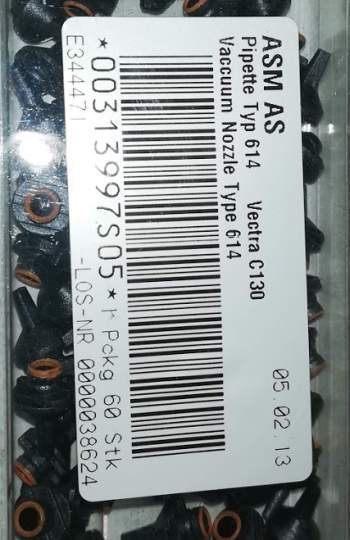 Pipette typ 614 Vectra C130 Vaccuum Nozzle Type 614 ..  .. cena na dotaz / price on request