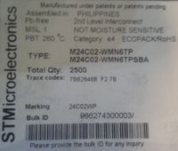 M24C02-WMN6TP - Serial I2C Bus EEPROM  .. balení 50ks za 100Kč