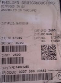 74HC125D - Quad buffer/line driver; 3-s  .. balení 100ks za 100Kč