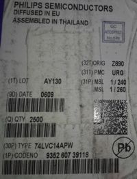 74LVC14APW  Hex Inverter Schmitt Trigger .. balení 25ks za 100Kč