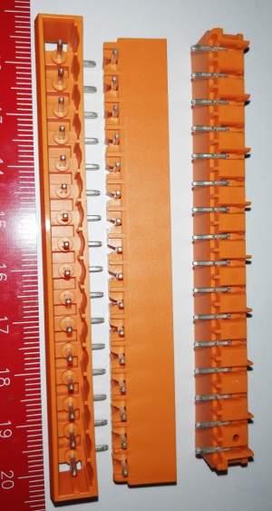 231-546/001-000 ..  Konektor s pájecími piny THT; Pájecí kontakt 1,0 × 1,0 mm; Úhlové provedení; Rozteč 5,08 mm; 16pól.; Oranžová, WAGO