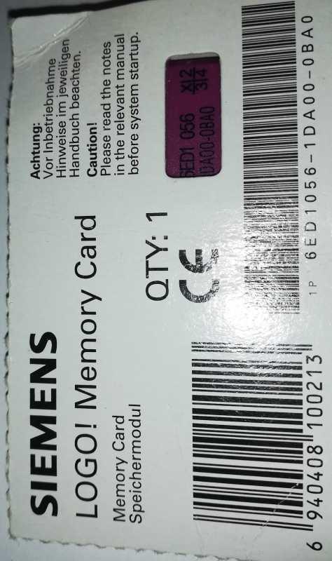 SIEMENS 6ED1 056-1DA00-0BA0 LOGO! MEMORY CARD