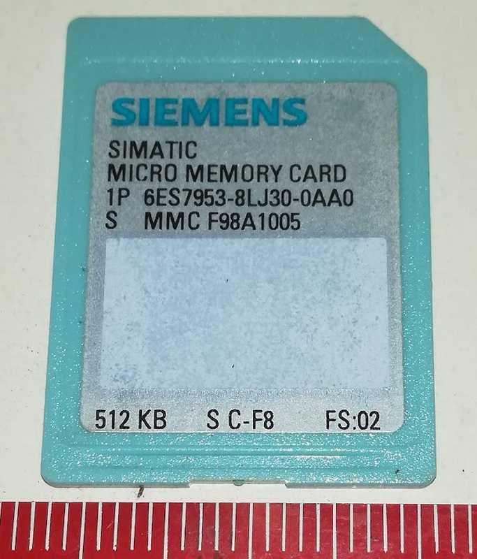 SIMATIC S7-300 ET200S: 6ES7 953-8LJ30-0AA0 MMC 512kByte, 3,6V NFLASH, pro CPU S7-300 / C7 / ET200S  .. použitý / used  .. cena na dotaz / price on request