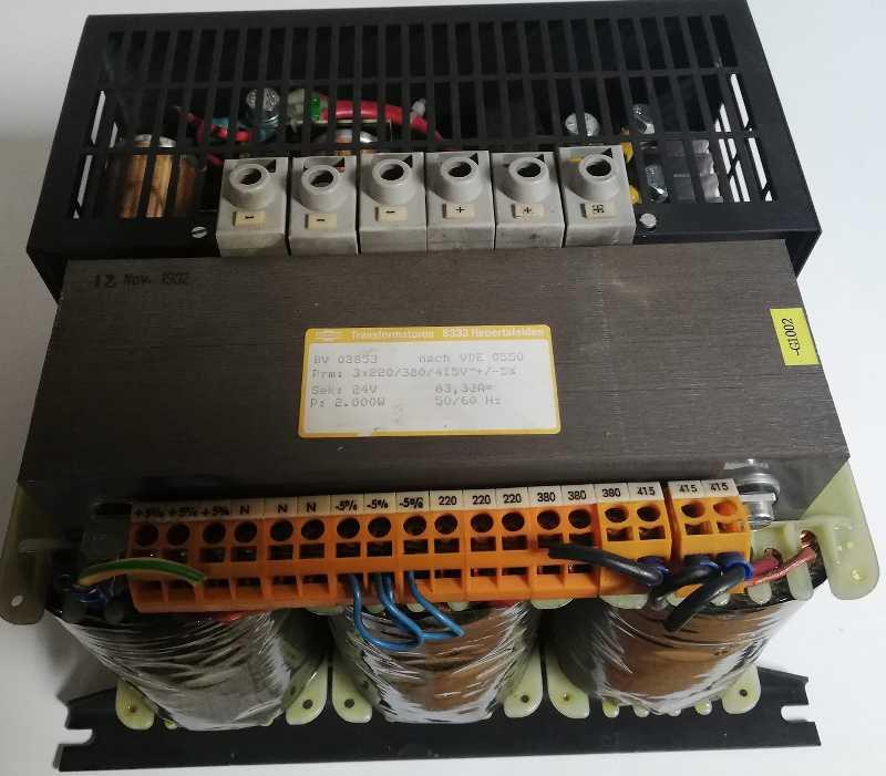 BV03853 - transformátor 3x220V/380V/415V  - 24V/ 83.33A,  P=2000W, s usměrňovačem, určeno na ND