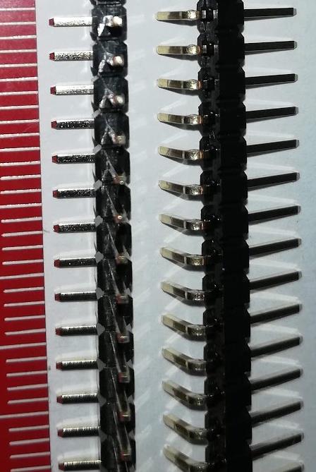 C2100-40ACGAC0R ( KL-1X40 CG AC ) - Kolíková lišta lámací,1řada x 40,vývody 90°Au,R=2.54mm  .. balení 20ks