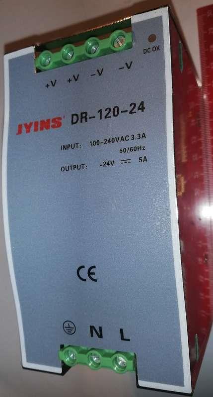 není skladem - DR-120-24 , zdroj JYINS, 100-240Vac na 24Vdc 5A, použitý