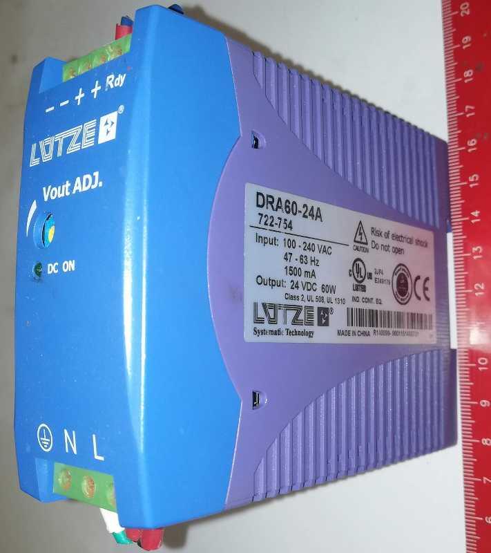 DRA60-24A - power supply LUTZE 24Vdc 60W (722-754)