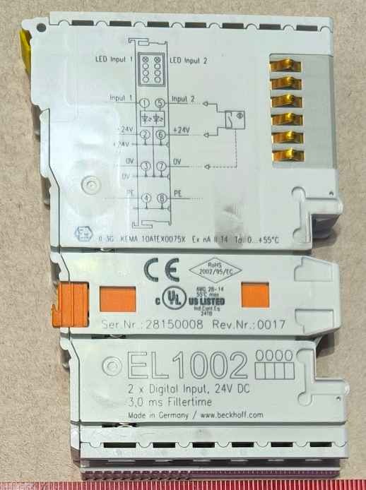 EL1002 - BECKHOFF - EtherCAT Terminal, 2-channel digital input, 24 V DC, 3 ms  .. použitý / used   .. cena na dotaz / price on request