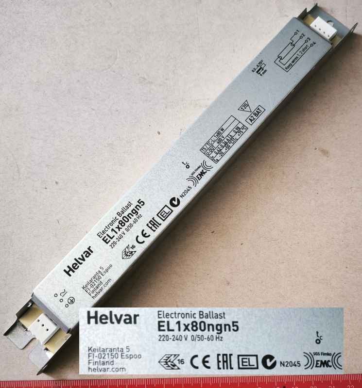 Elektronický předřadník Helvar EL 1X80 NGN5 pro zářivky T5 (80 W), T5-eco (80 W), TC-L (80 W)