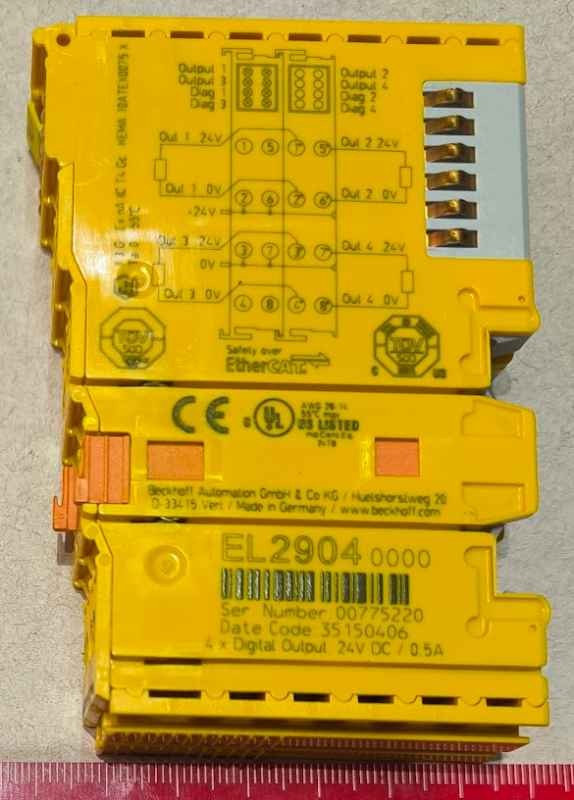 EL2904 - BECKHOFF - EtherCAT Terminal, 4-channel digital output, 24 V DC, 0.5 A, TwinSAFE  .. použitý / used   .. cena na dotaz / price on request