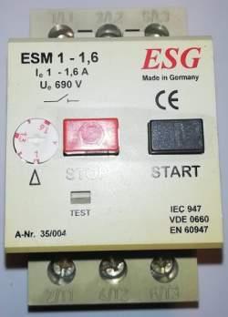 ESG ESM 1-1,6 jistič,  nutno otestovat   .. cena na dotaz / price on request