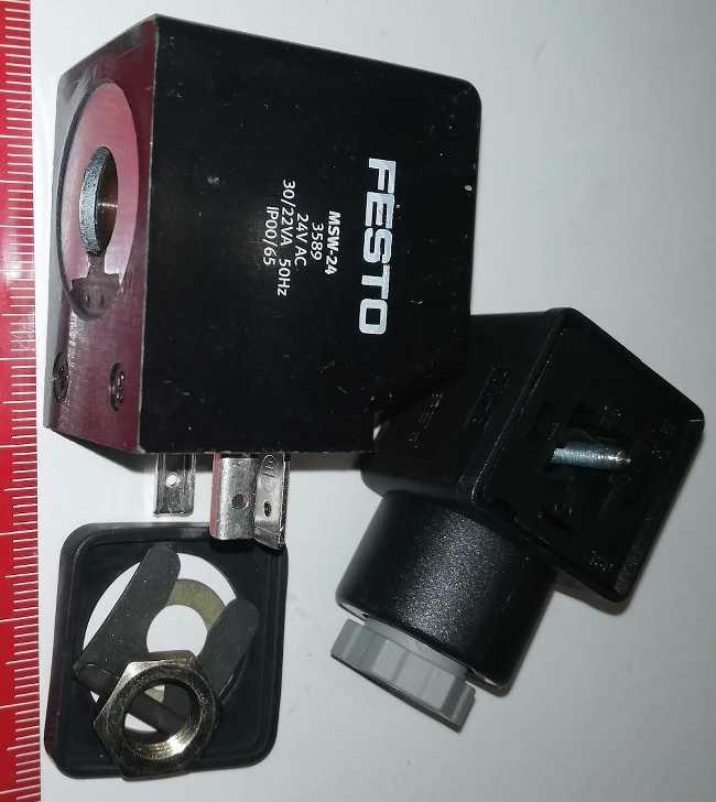FESTO 3589 - 24Vac 50Hz MSW-24 - Cívka solenoidového ventilu + konektor