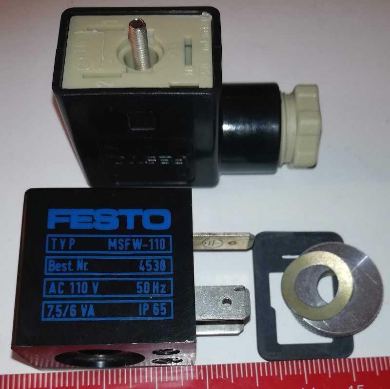 FESTO 4539 - 110Vac 50Hz - Cívka solenoidového ventilu + konektor