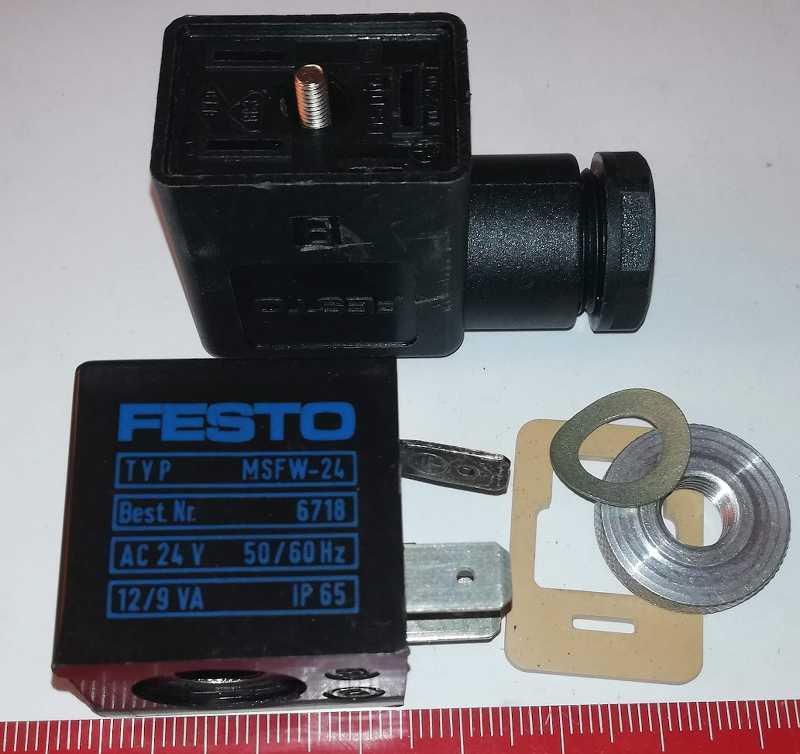 FESTO 6718 - 24Vac 50/60Hz - Cívka solenoidového ventilu + konektor