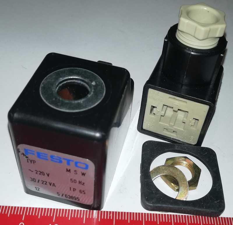 FESTO MSW - 220Vac 50Hz  - Cívka solenoidového ventilu + konektor