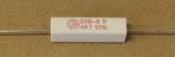 KH208-810B4R7 - Wirewound Resistor 4R7 5W 6,4x6,4x25mm -  balení 20ks za 90Kč