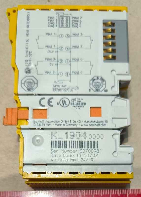 KL1904 - BECKHOFF - Bus Terminal, 4-channel digital input, 24 V DC, TwinSAFE  .. použitý / used   .. cena na dotaz / price on request