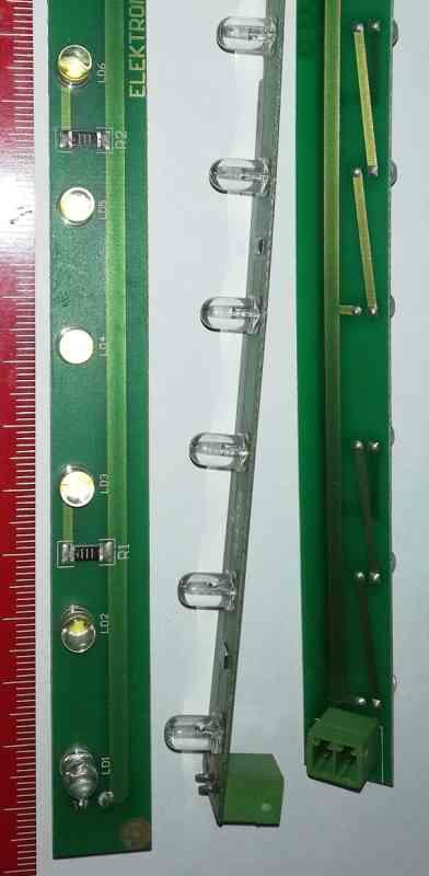 LED pásek 38cm,  18 x průhledných bílých LED diod, 6 skupin po 3ks