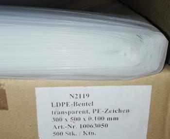 není skladem - balící sáčky LPDE 300x500 mm, tl. 0,1mm  .. balení 100ks za 95Kč