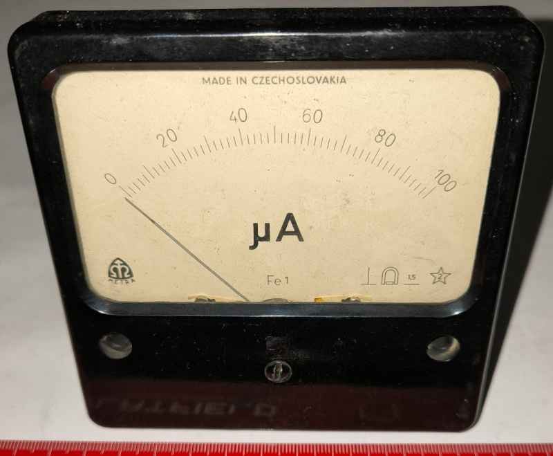 panelmeter METRA, st.100uA, 120mV 0,1mA 1200 ohm, 110x110x60mm, starší, otestován  .. cena na dotaz / price on request