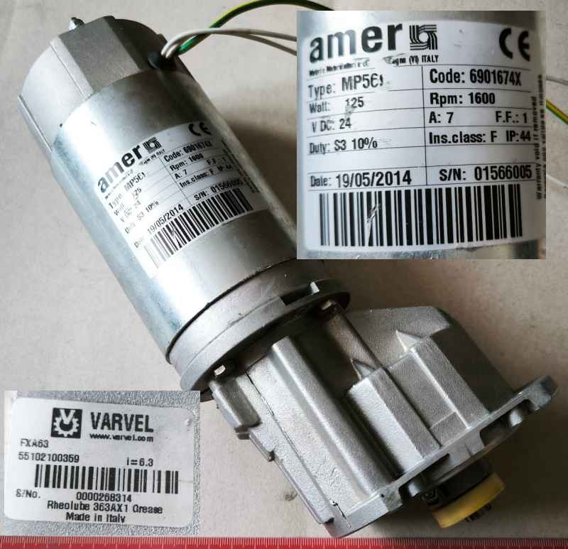 motor AMER MP56L 24Vdc 125W sestava  .. použitý / used  .. cena na dotaz / price on request (005)