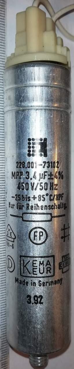 MPP 3,4uF 450V/50Hz - 228.001-73102, starší   .. cena na dotaz / price on request