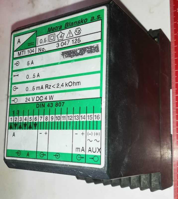 převodník MTI104 METRA 0..5A / 0..5mA, 24Vdc, .. použitý / used   .. cena na dotaz / price on request