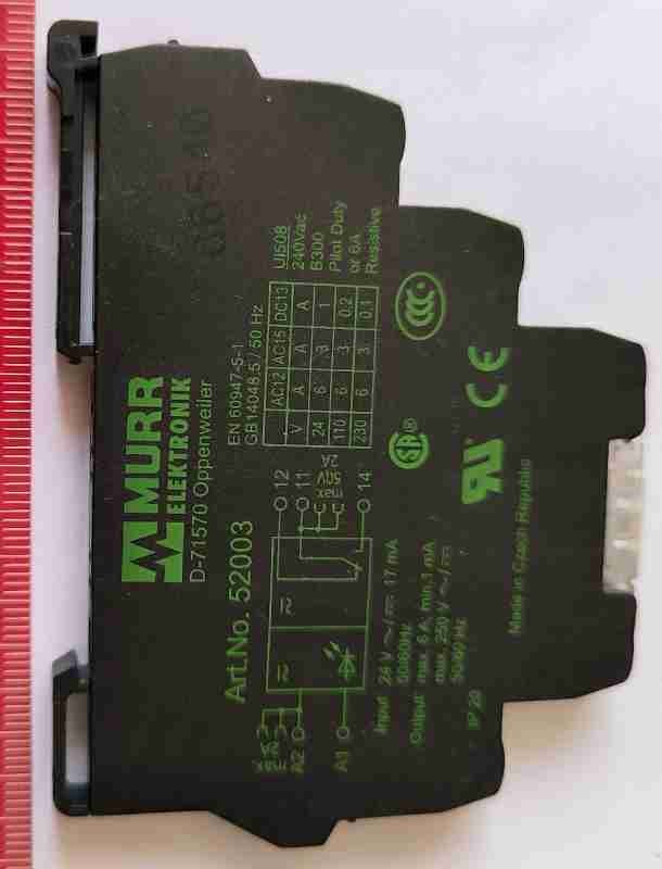 MURR 52003 - MIRO 6,2 - rele - 6,2mm - IN: 24 VAC/DC - OUT: 250 VAC/DC / 6 A