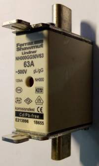 NH000GG50V63 - nožová pojistka PN000 63A rychlá