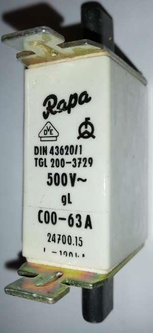 pojistka nožová NHC 00 gL - 63A RAPA